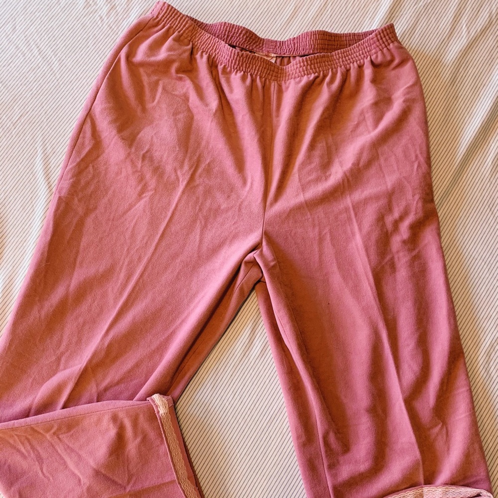 Vintage 90s Boho Dusty Pink Elastic Waist Pants